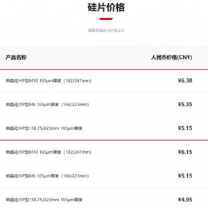 隆基硅片涨3.7-4%！通威电池片166降3分/W！中环硅片涨超8-12%