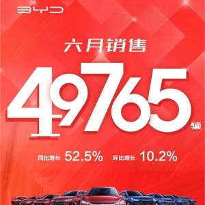 比亚迪汽车6月销量出炉：全系销49765辆，秦PLUS DM-i月 ...