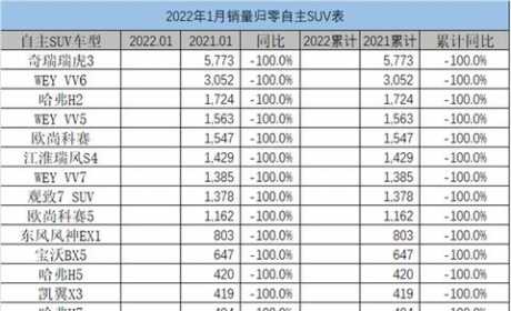 一句话点评1月自主SUV：2022年该怎么“卷”？