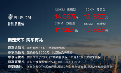 燃油轿车劲敌来袭，比亚迪秦PLUS DM-i 10.58万元起售