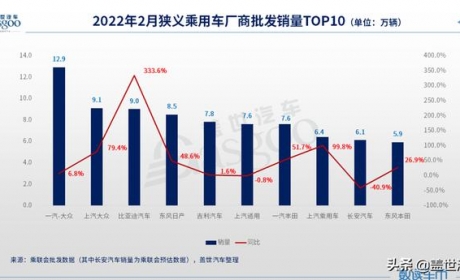 2月车企销量TOP 10:比亚迪首进前三，合资普遍回暖