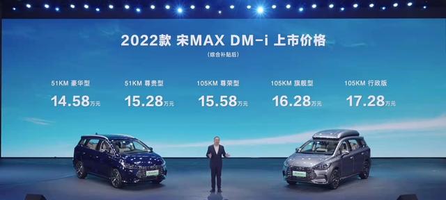 2022款比亚迪宋MAX DM-i上市 售价14.58万到17.28万