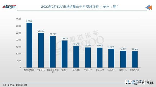 2月SUV销量TOP10：Model Y夺冠，宋PLUS闯进前三