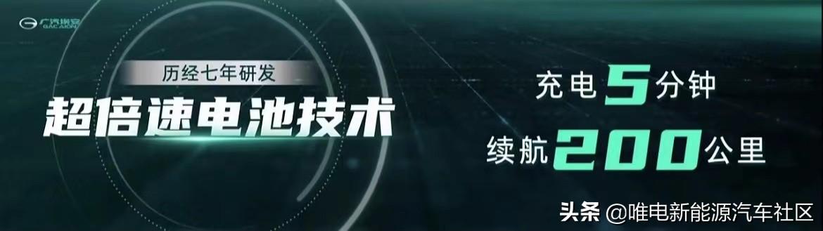 充电5分钟续航200km，埃安发布超倍速电池技术，充电像加油一样快