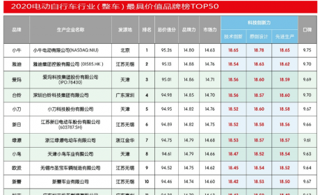 电动车品牌排行 小牛居然位居榜首