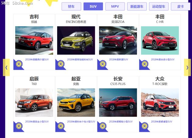 58车2018年车市“年终成绩单” 多款车型获奖