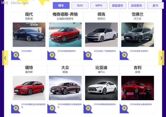 58车2018年车市“年终成绩单” 多款车型获奖