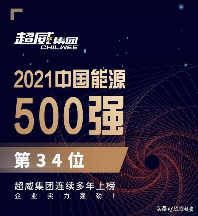 蝉联上榜！超威入选2021中国能源500强！还是超威电池好