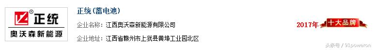 “2017年度中国蓄电池十大品牌总评榜”