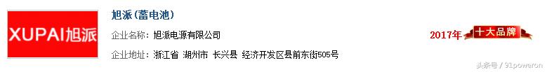 “2017年度中国蓄电池十大品牌总评榜”