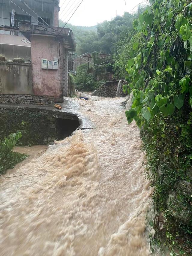 浙江宁波沿海拉响Ⅱ级防台警报 奉化一村庄山涧溪流暴涨全村转移