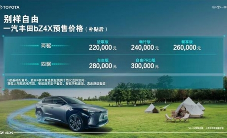 一汽丰田bZ系列首款纯电SUV bZ4X开启预售