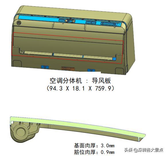 美的空调分体机的导风板翘曲变形案例分析