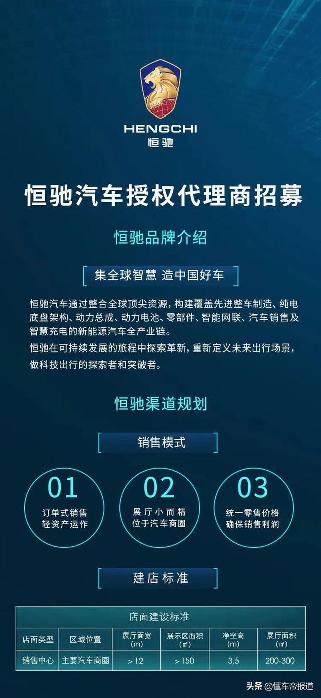 关注 | 采用订单式销售策略，恒驰汽车首轮授权代理商招募即将结束