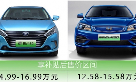 秦EV450对比帝豪EV450，续航都超400公里，还有其它差距吗？