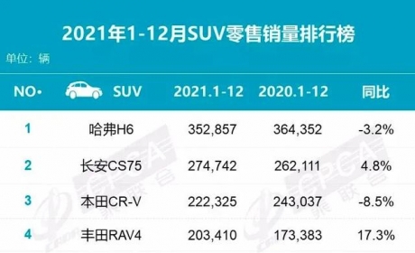 盘点2021年SUV销量：有人赚得盆满钵满，有人连汤都喝不上