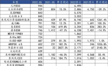 一句话点评5月新能源：半数车型销量不过千，下一个黑马在哪？