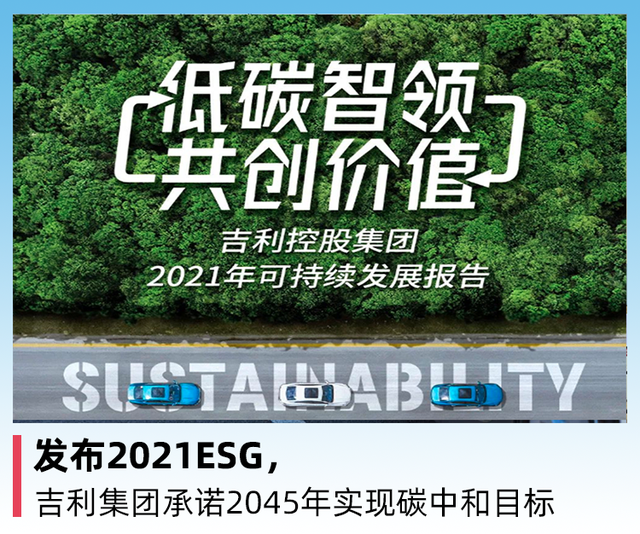 发布2021ESG，吉利集团承诺2045年实现碳中和目标