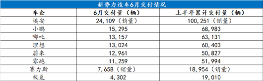 6月新势力销量：期中，放榜！