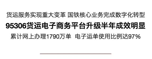 货运服务实现重大变革 国铁核心业务完成数字化转型 95306货运电子商务平台升级半年成效明显