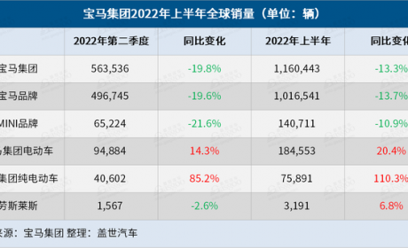 宝马集团上半年全球销量下跌13.3%，纯电销量大涨110.3%