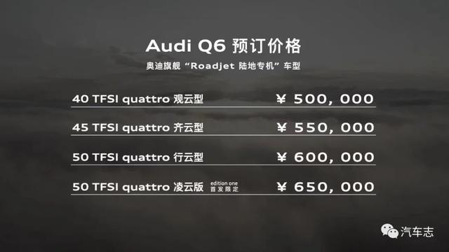 奥迪最大SUV Q6预售50-65万元，保时捷同款2.0T发动机