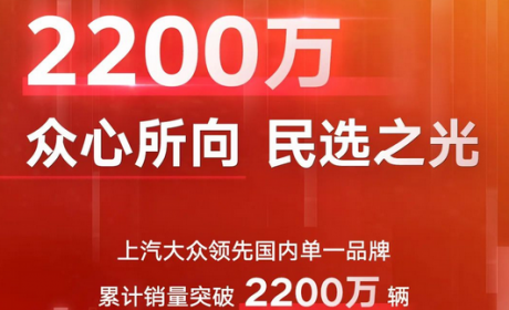 上汽大众公布最新数据，累计销量超2200万，上半年同比增长7.68%