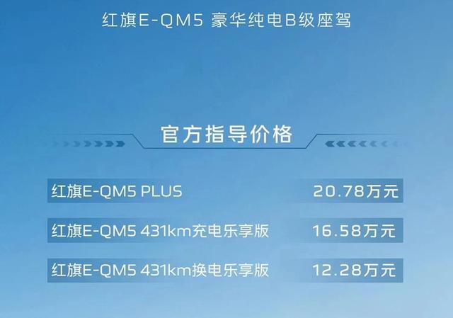 支持换电！红旗E-QM5系列12.28万元起售