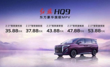 搭载2.0T+48V轻混系统 新红旗HQ9上市 35.88万起 还买埃尔法？