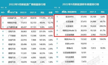 9月销量最好的5款新能源车出炉：比亚迪秦差1辆夺冠、Model 3排第4