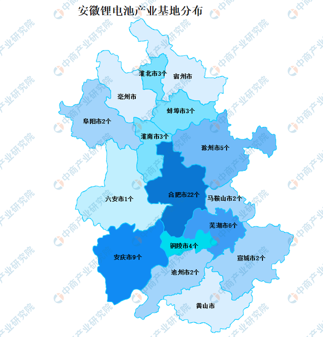 2023年安徽锂电池产业地图：合肥产业基地最多