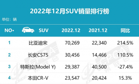 比亚迪宋喜提2022年销冠，一看销量，这都是命啊