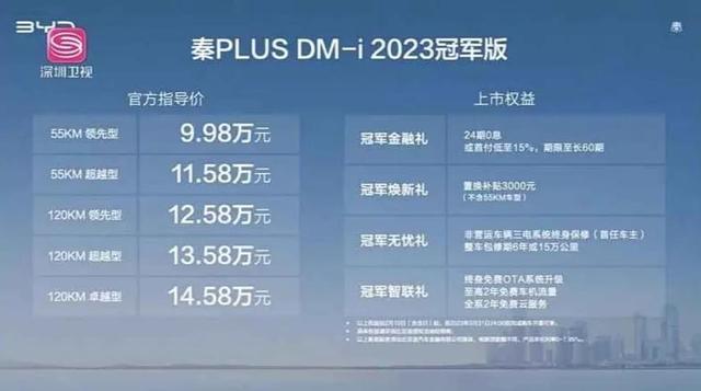 比亚迪秦PLUS DM-i 2023冠军版正式上市