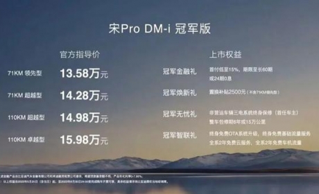 比亚迪宋Pro DM-i冠军版：降5千块也能卷服你们